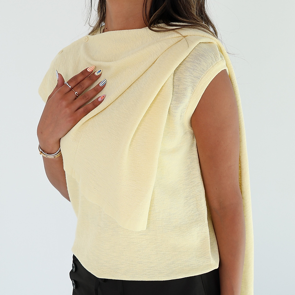 Butter yellow Drape Cape Top