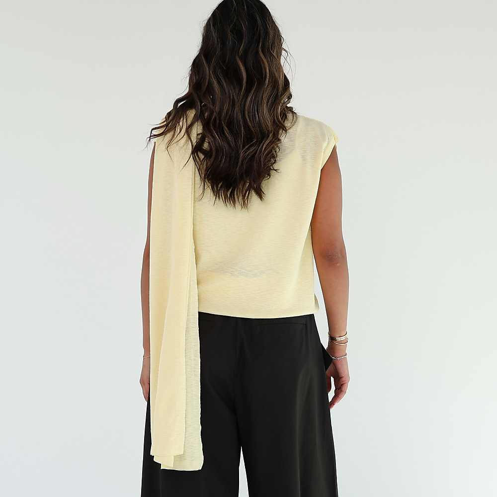 Butter yellow Drape Cape Top