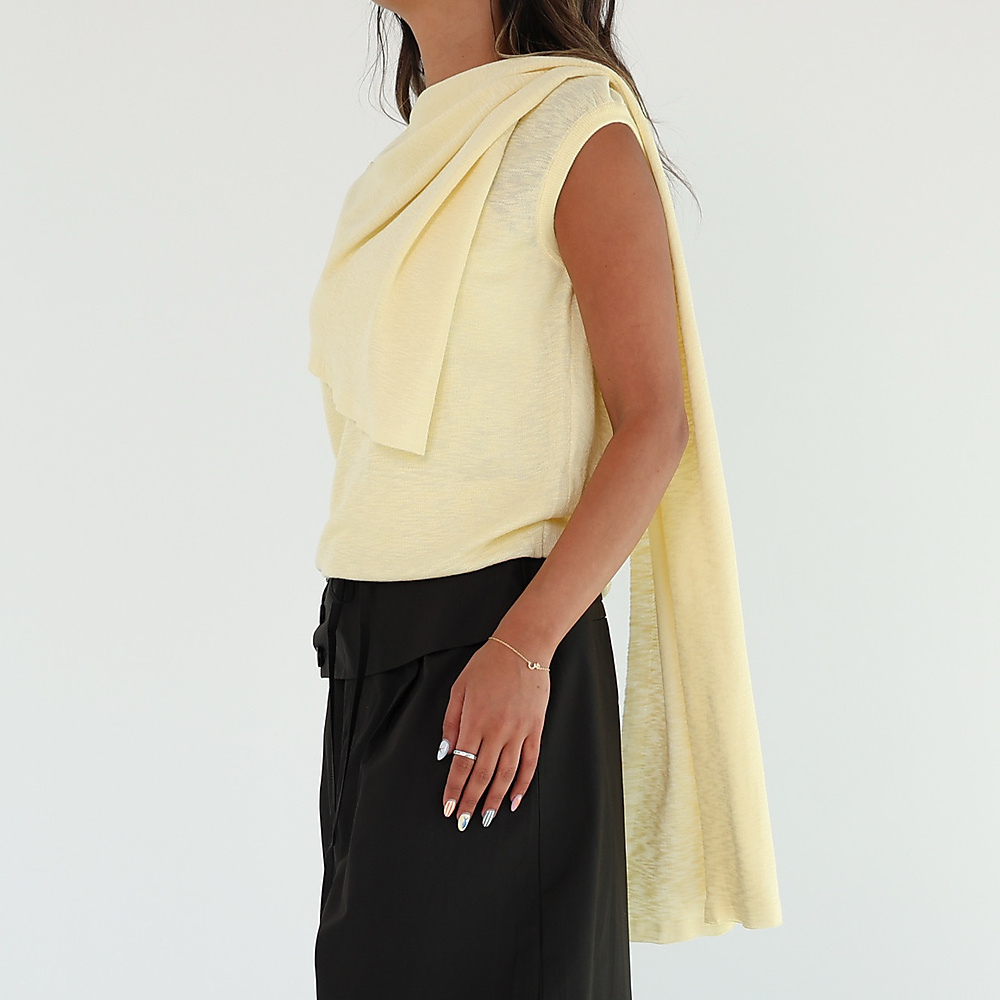 Butter yellow Drape Cape Top