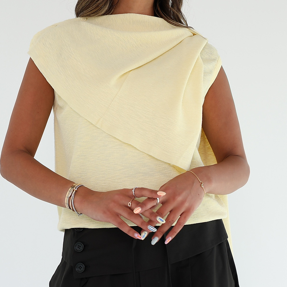 Butter yellow Drape Cape Top