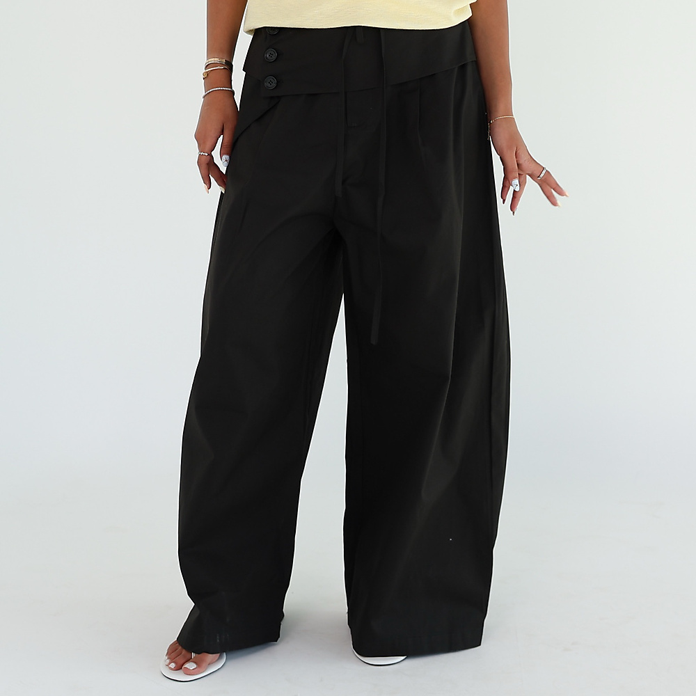 Black  Wide-Leg Trousers