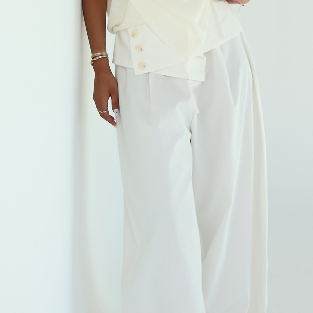 White  Wide-Leg Trousers
