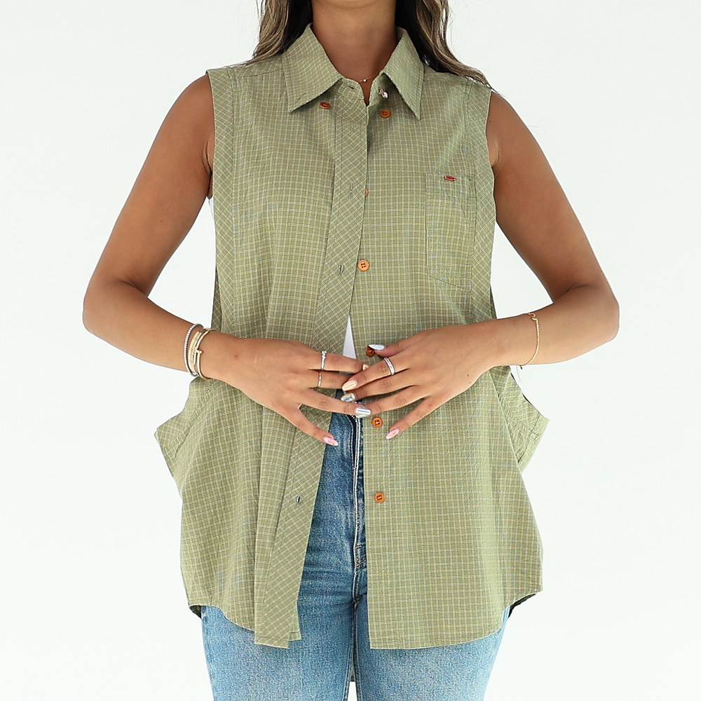 Olive green Plaid vest