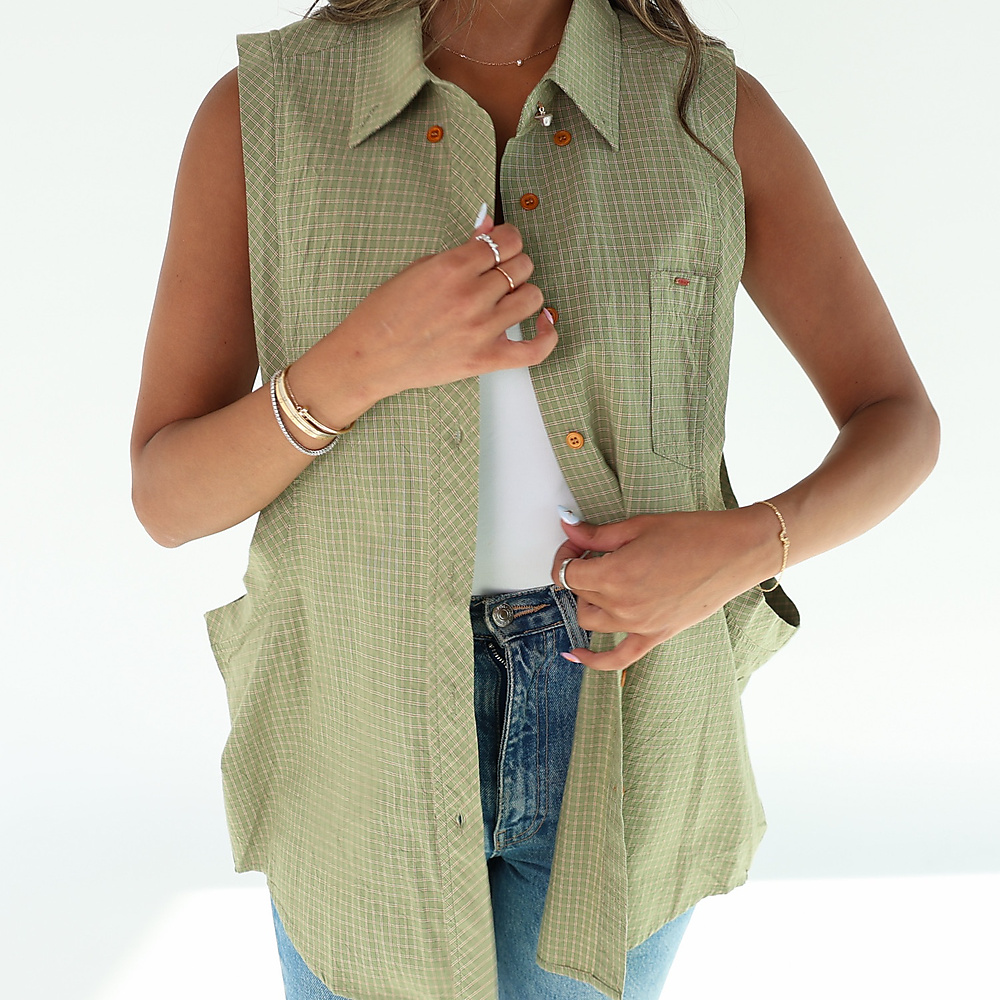 Olive green Plaid vest