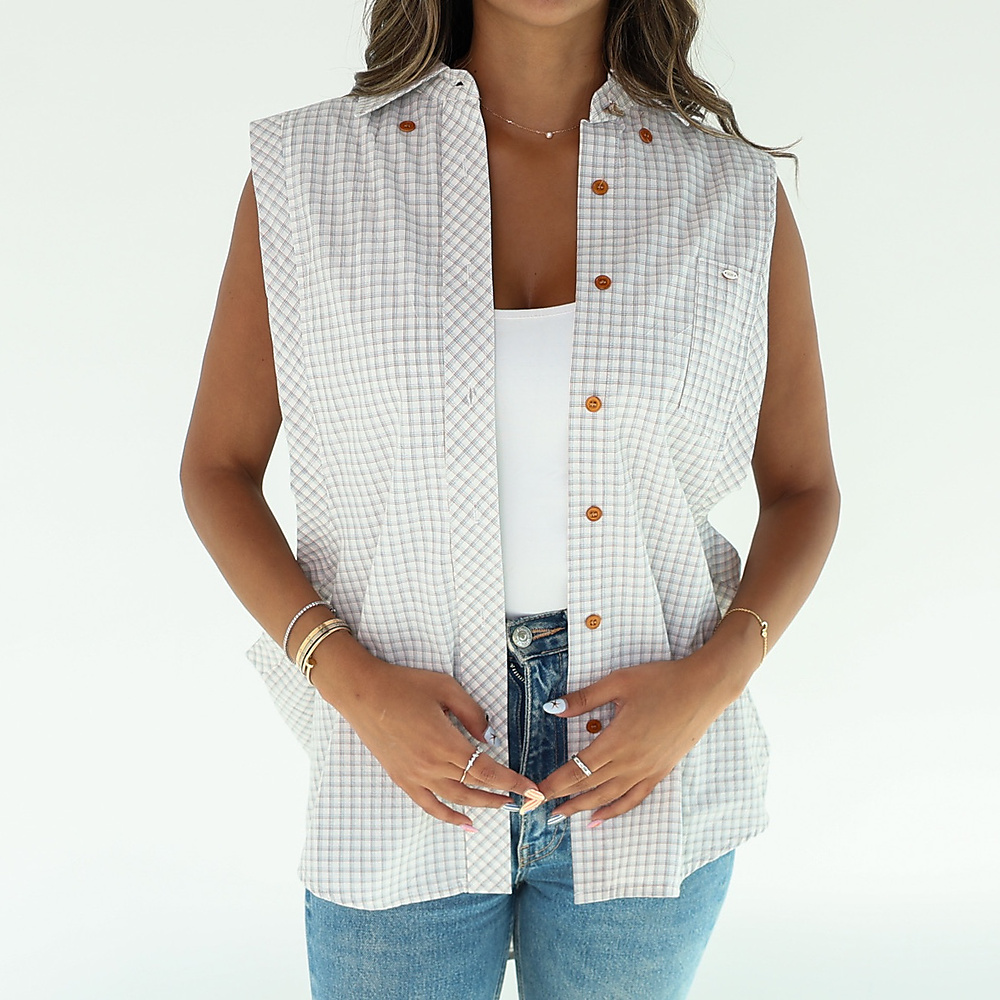 White Plaid vest