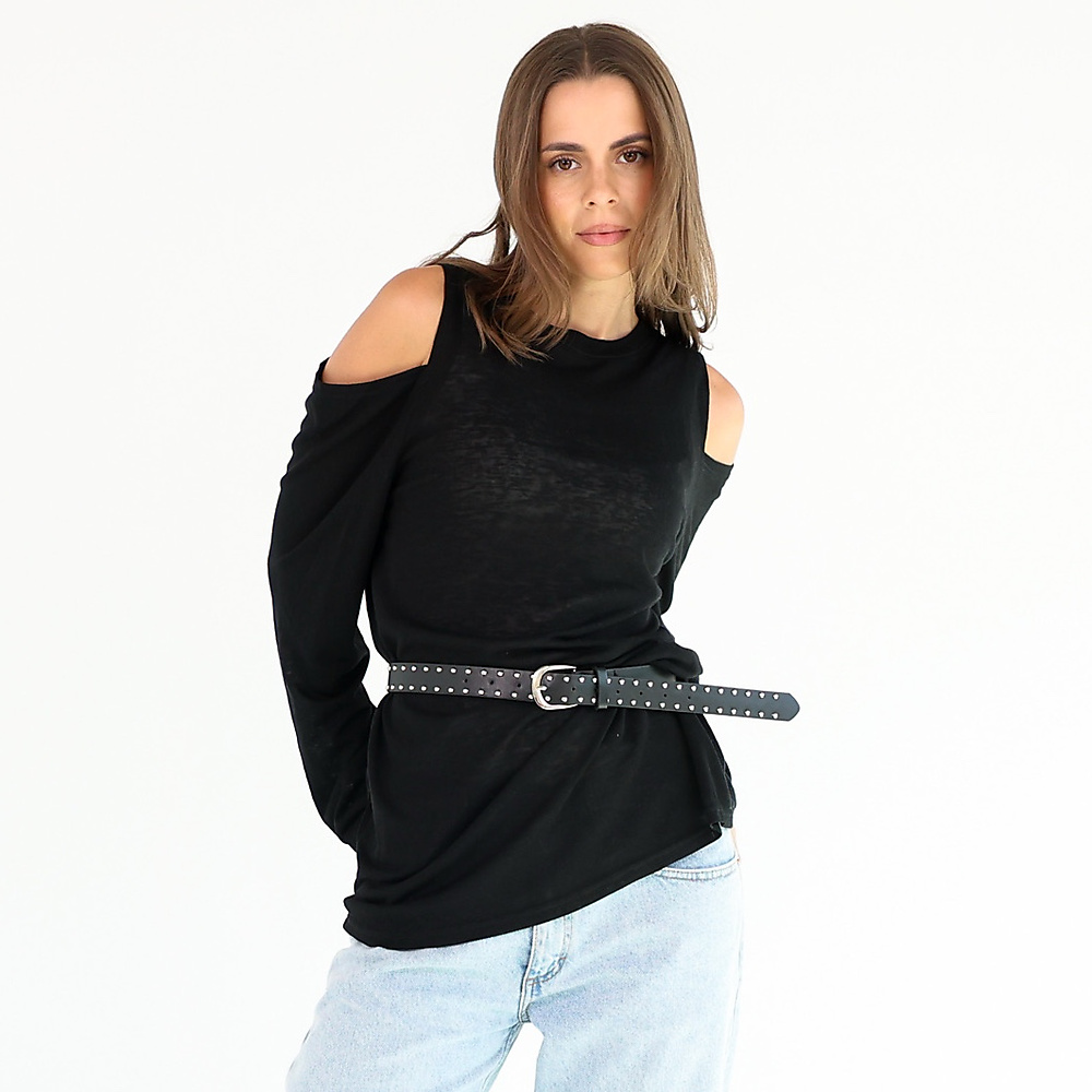 Cut-Out Sleeve Top with belt