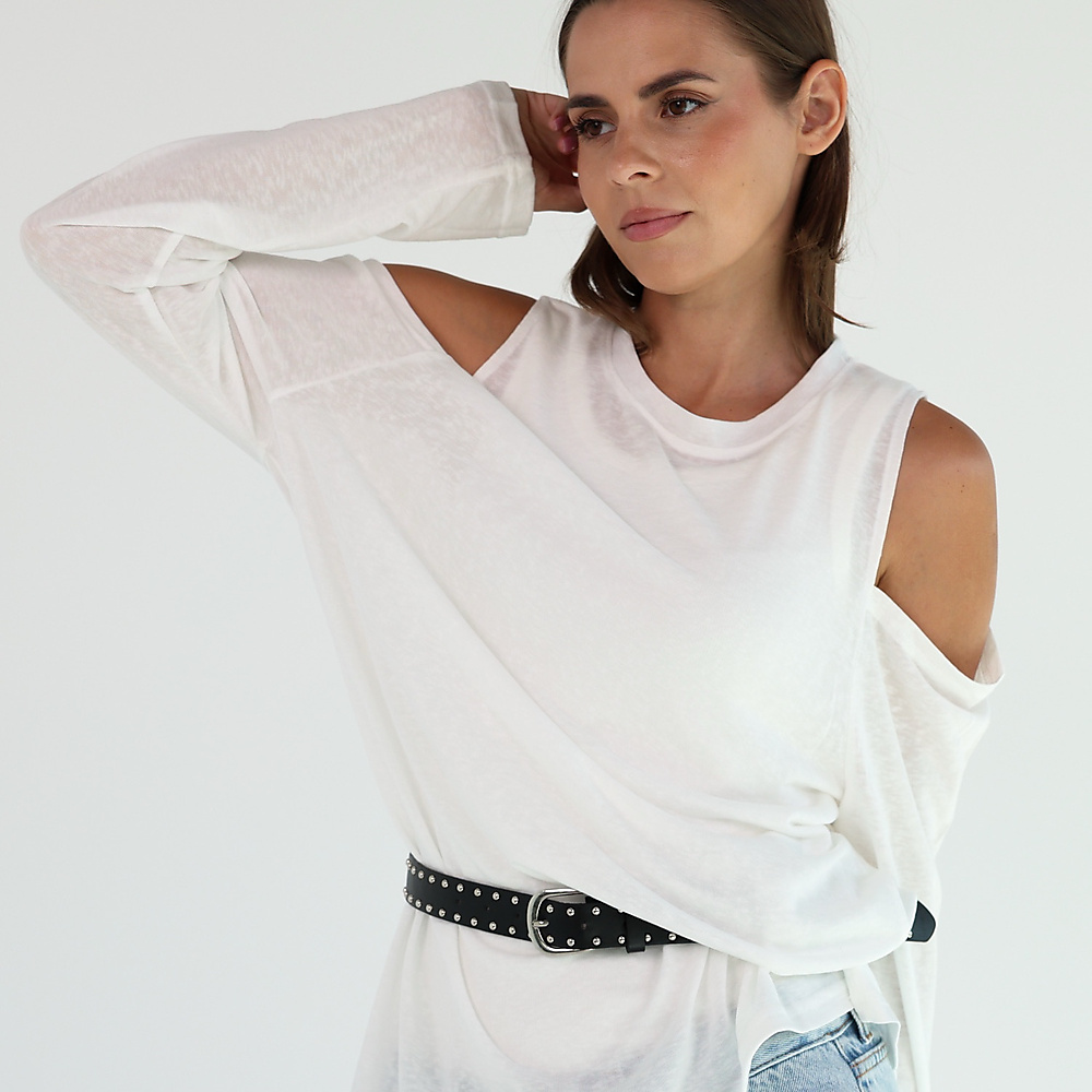 Cut-Out Sleeve Top with belt