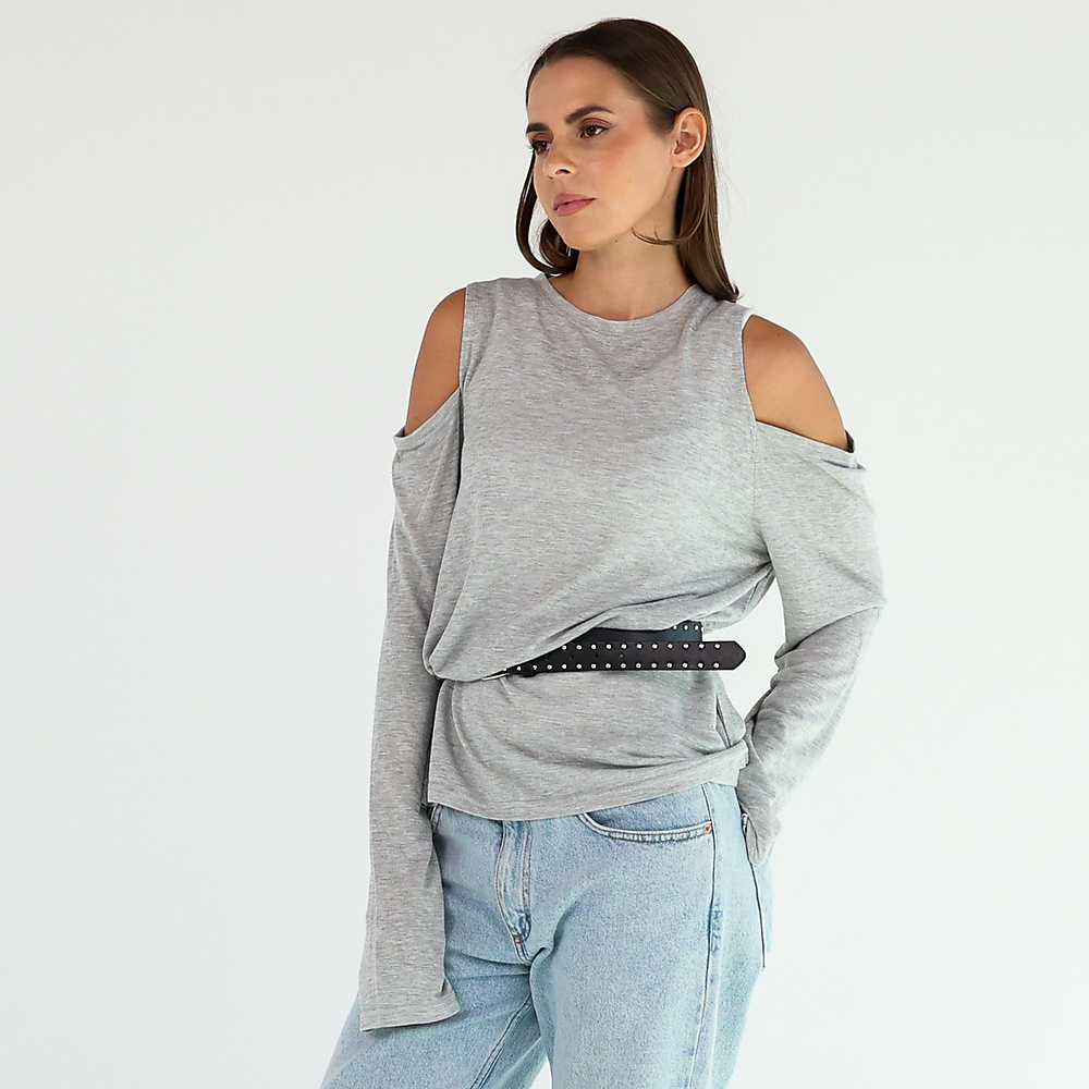 Cut-Out Sleeve Top with belt