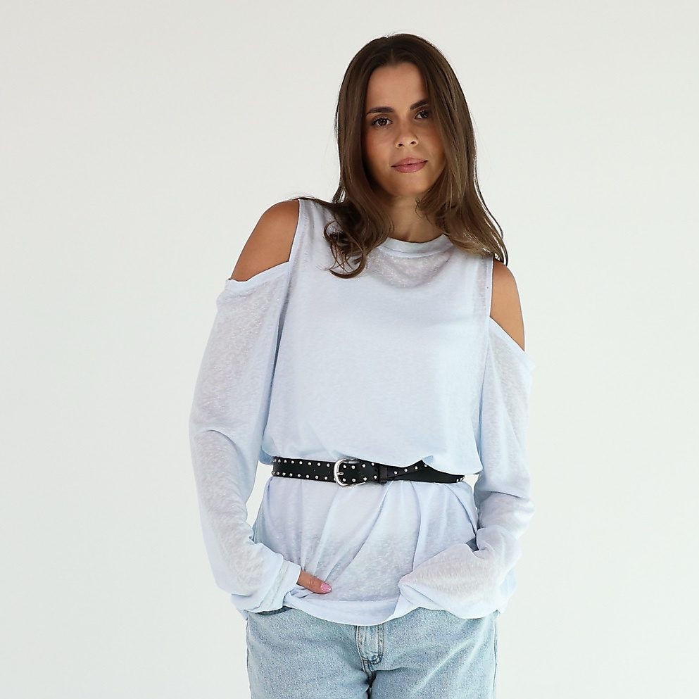 Cut-Out Sleeve Top with belt