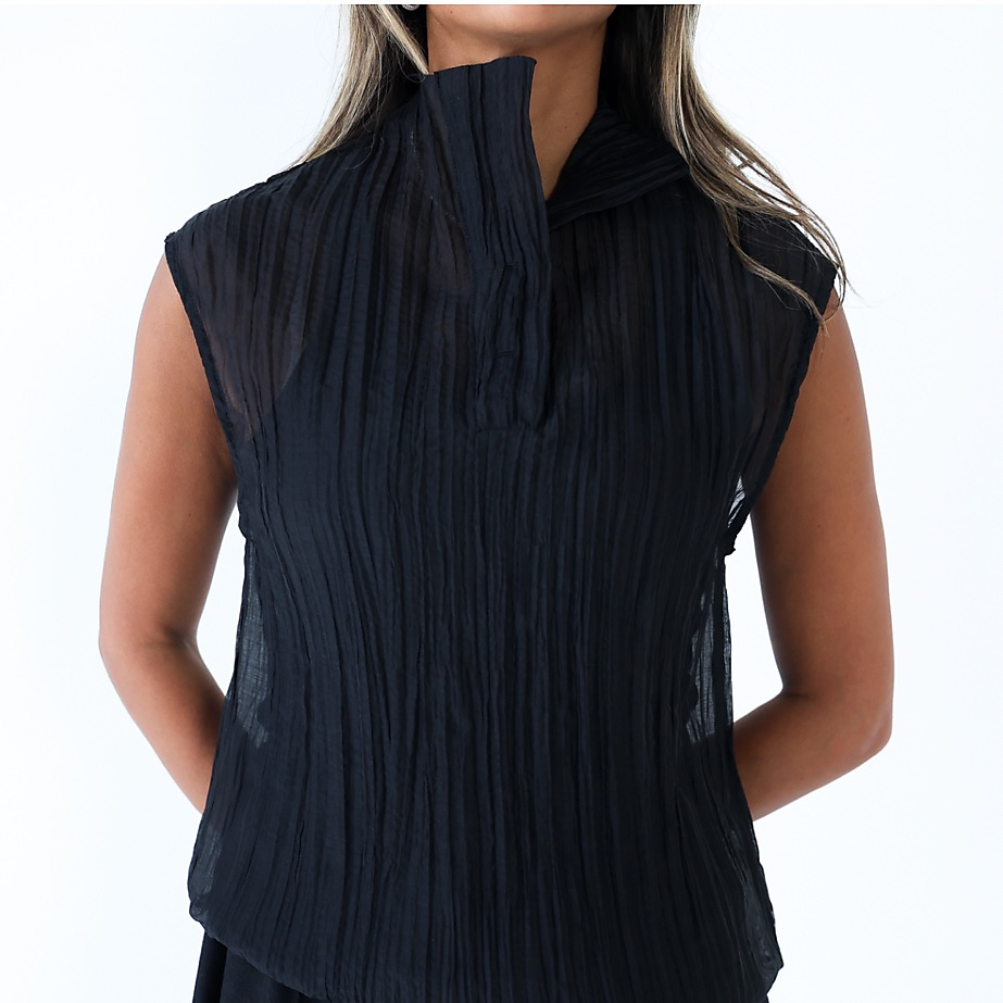 Pleated Black Top