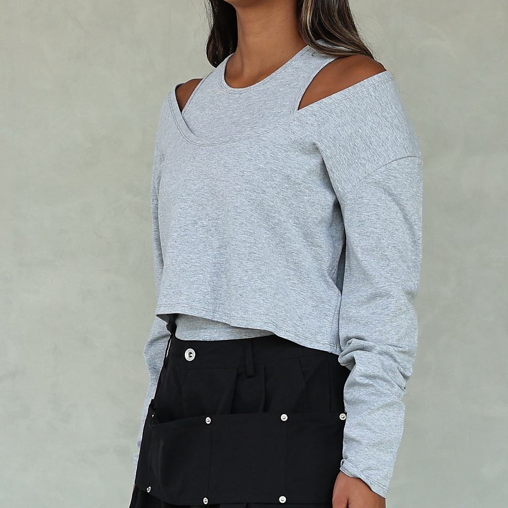 The Layered Off-Shoulder Top _ Grey
