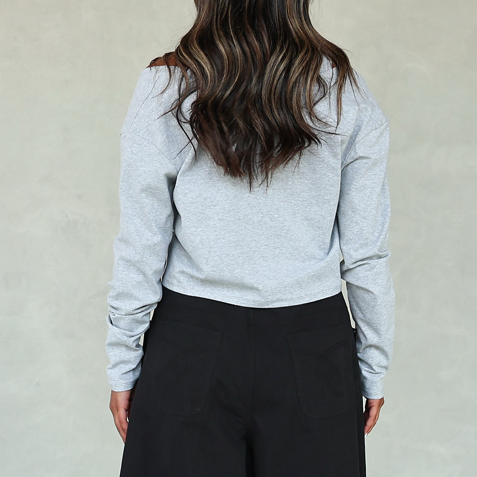 The Layered Off-Shoulder Top _ Grey
