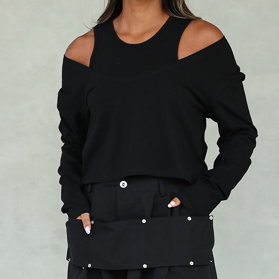 The Layered Off-Shoulder Top _ Black