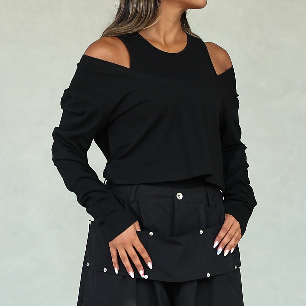 The Layered Off-Shoulder Top _ Black
