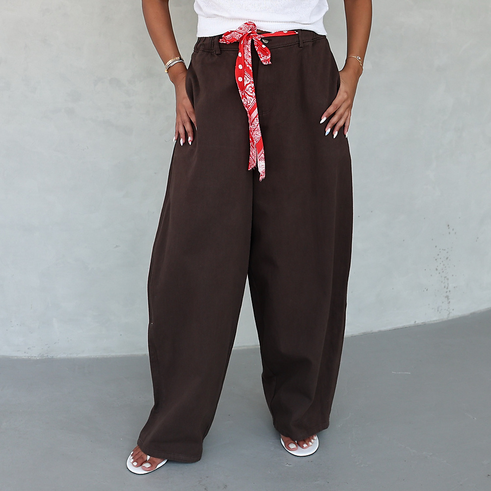 The Bandana Wide-Leg Pants – Espresso Brown.