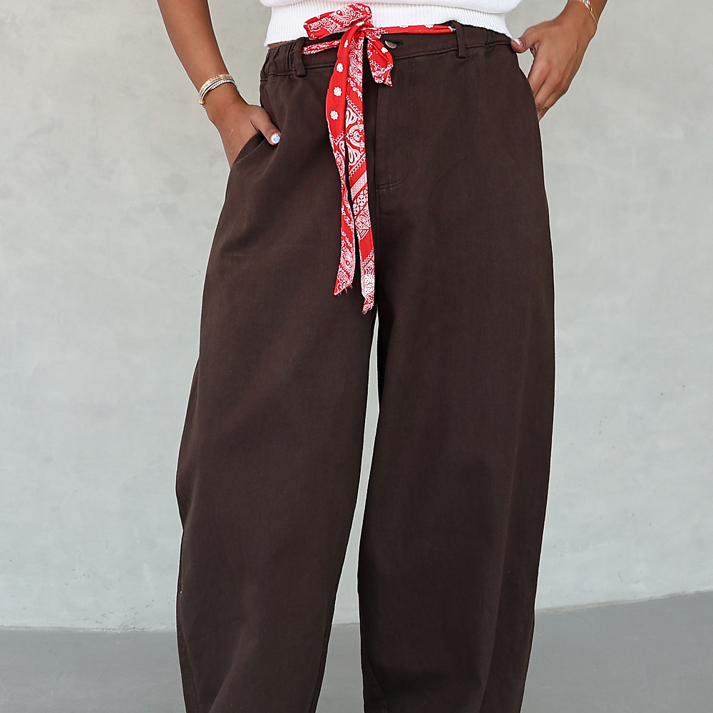 The Bandana Wide-Leg Pants – Espresso Brown.