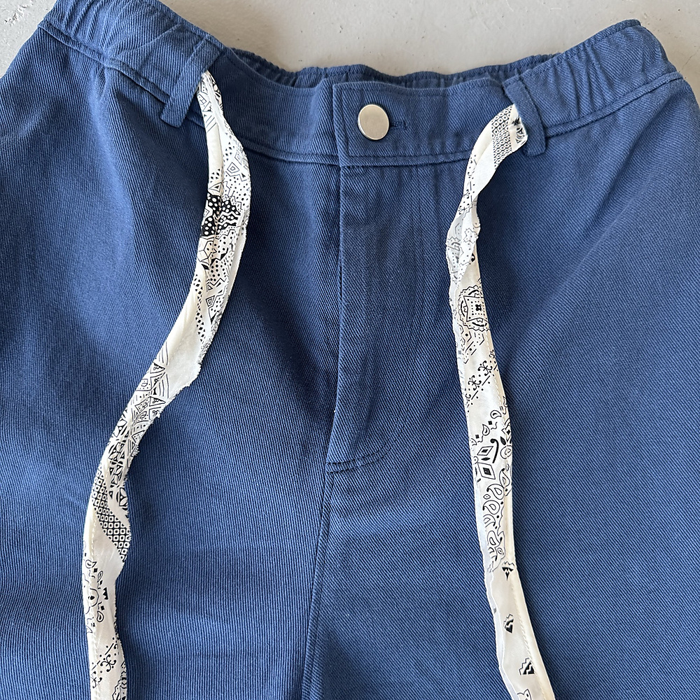 The Bandana Wide-Leg Pants – Navy Blue