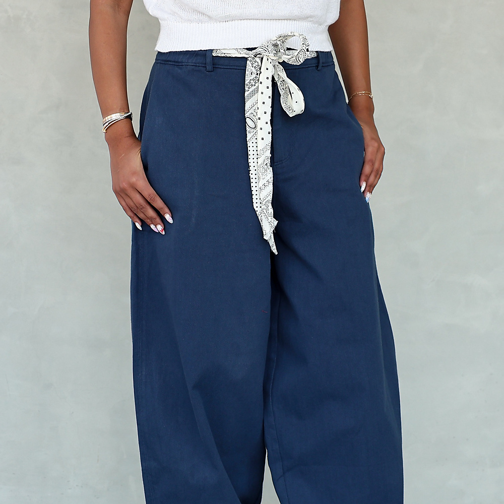 The Bandana Wide-Leg Pants – Navy Blue
