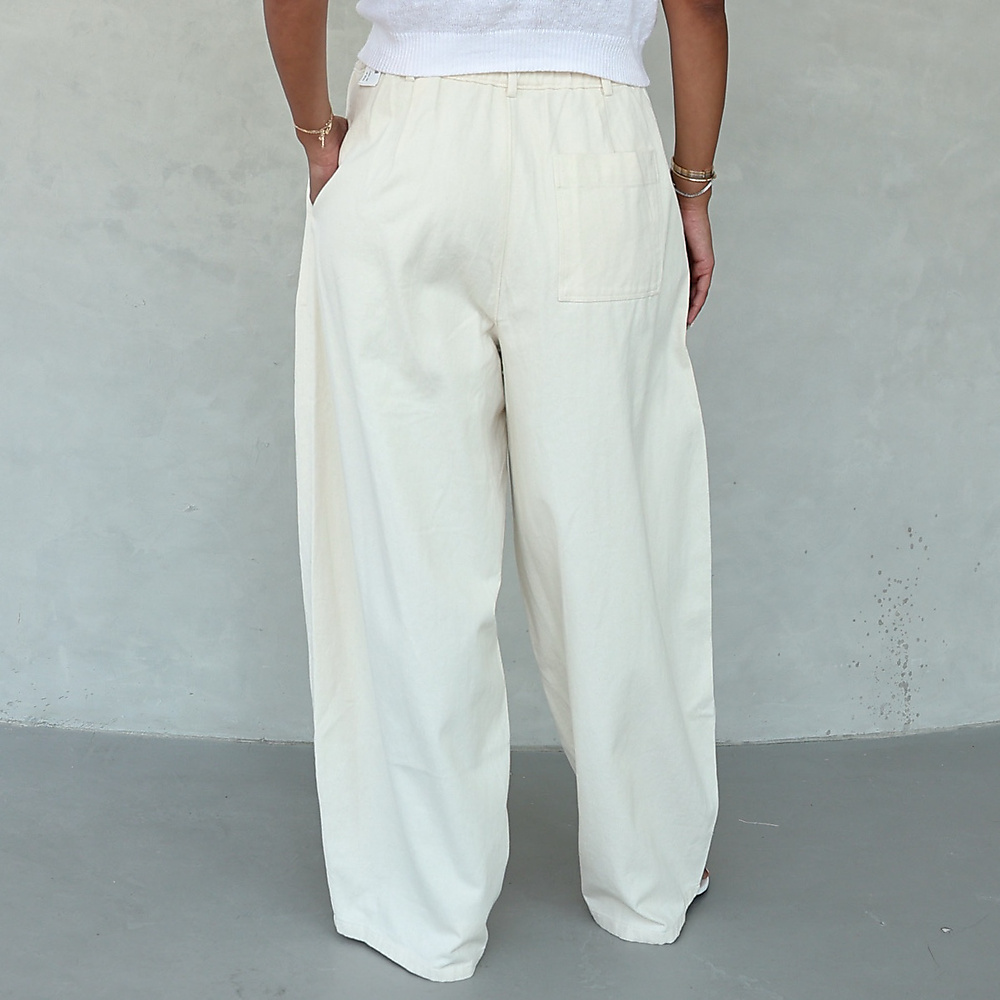 The Bandana Wide-Leg Pants – Beige