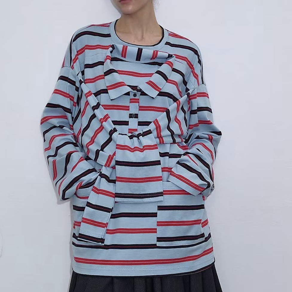 Double Take Stripe Tee Blue
