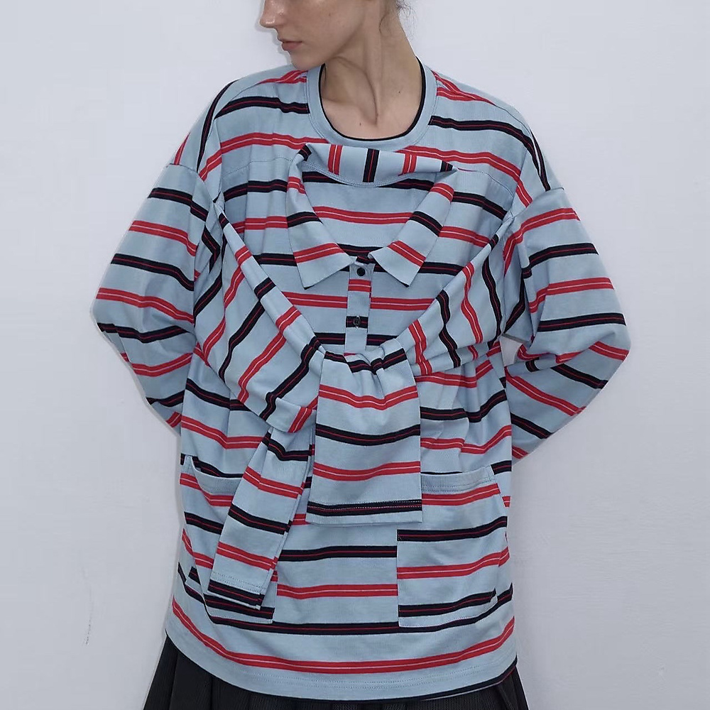 Double Take Stripe Tee Blue