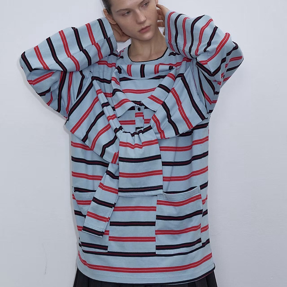 Double Take Stripe Tee Blue