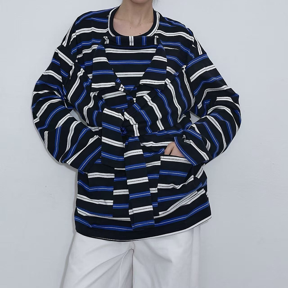Double Take Stripe Tee Black