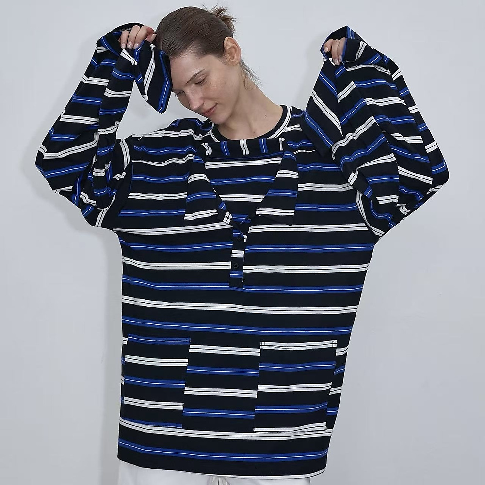 Double Take Stripe Tee Black
