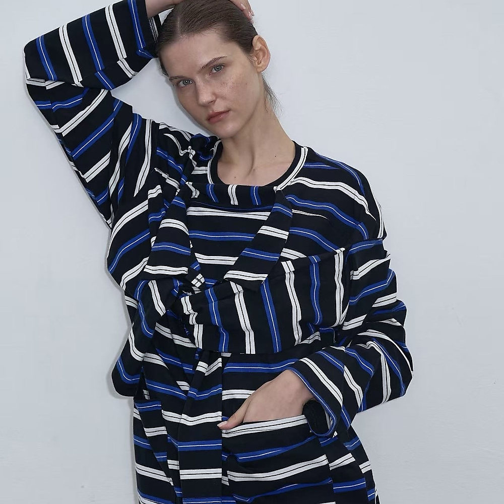 Double Take Stripe Tee Black