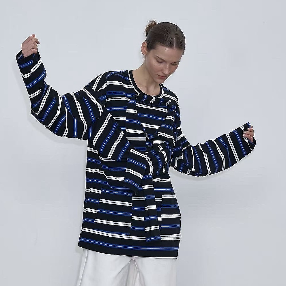 Double Take Stripe Tee Black