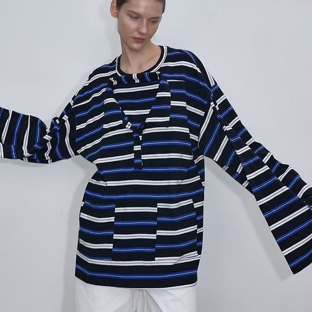 Double Take Stripe Tee Black