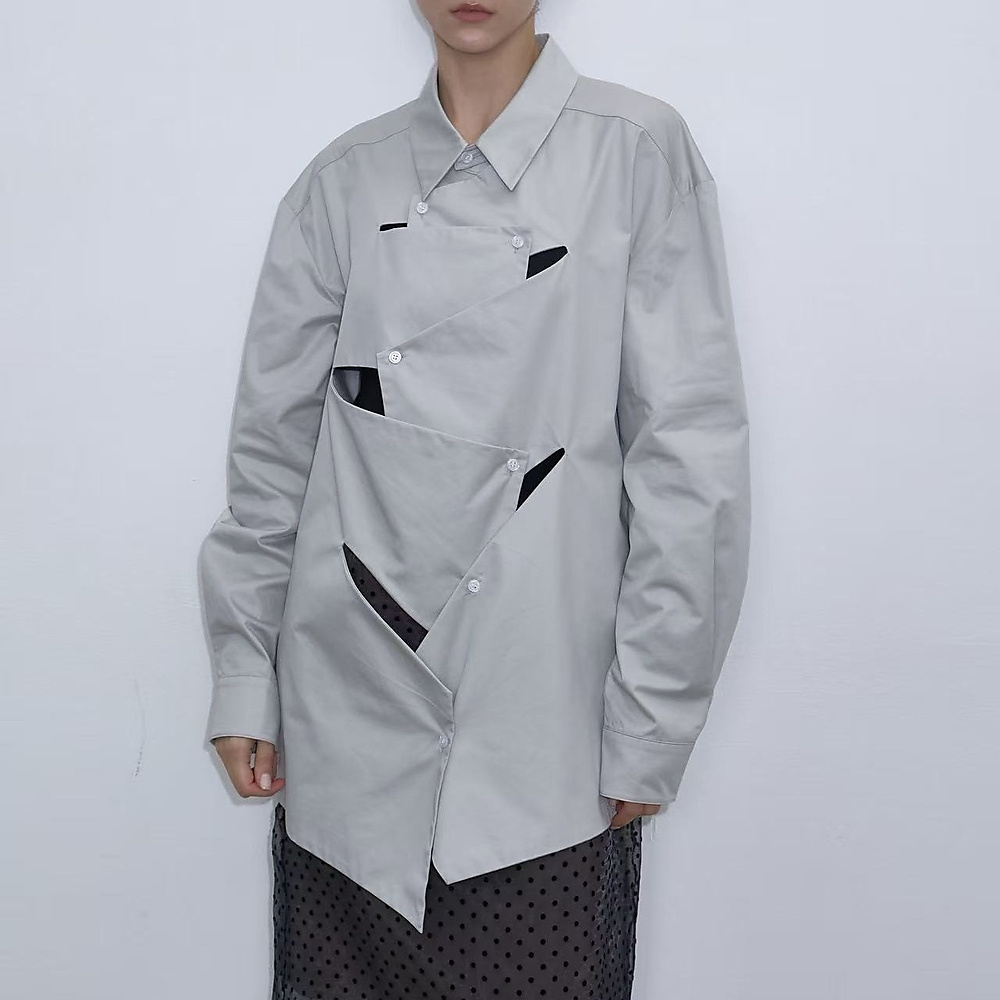 Offset Panel Shirt Grey