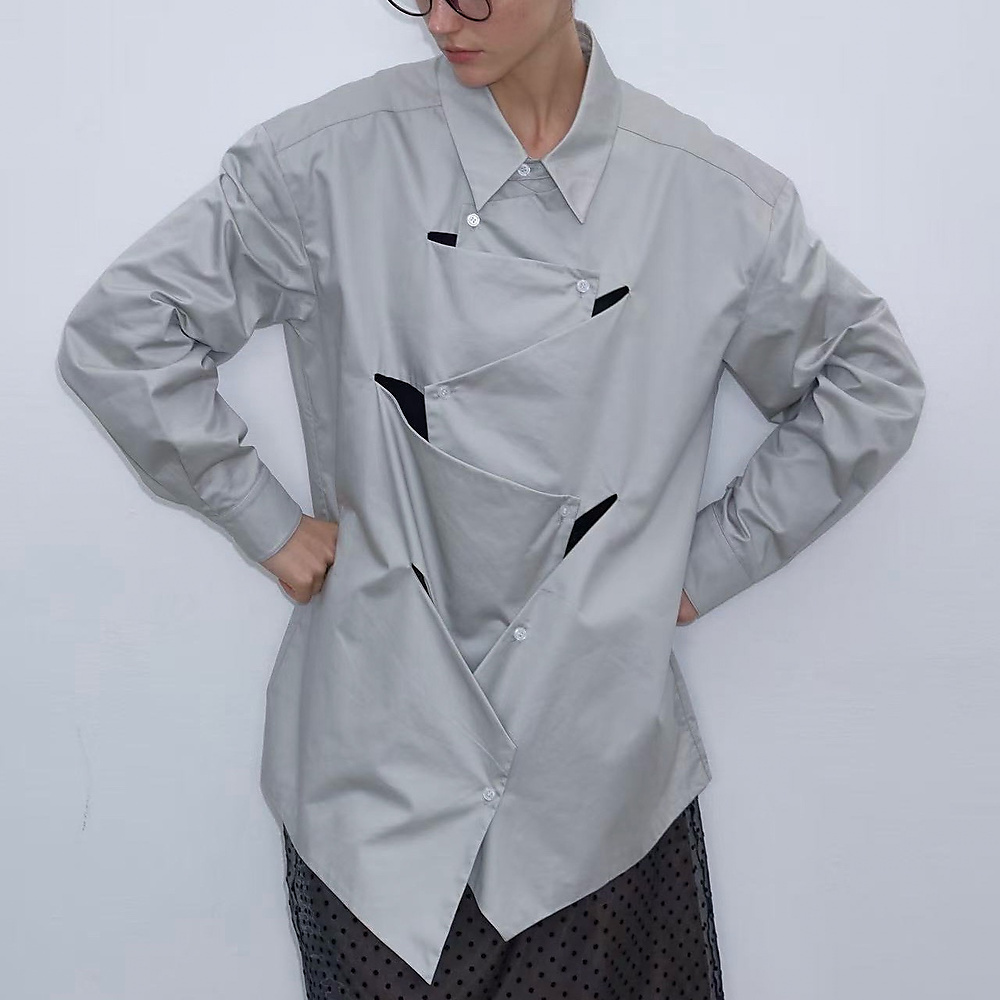 Offset Panel Shirt Grey