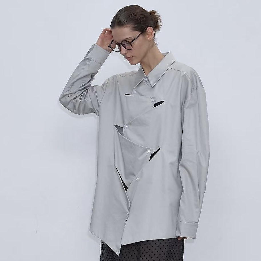 Offset Panel Shirt Grey