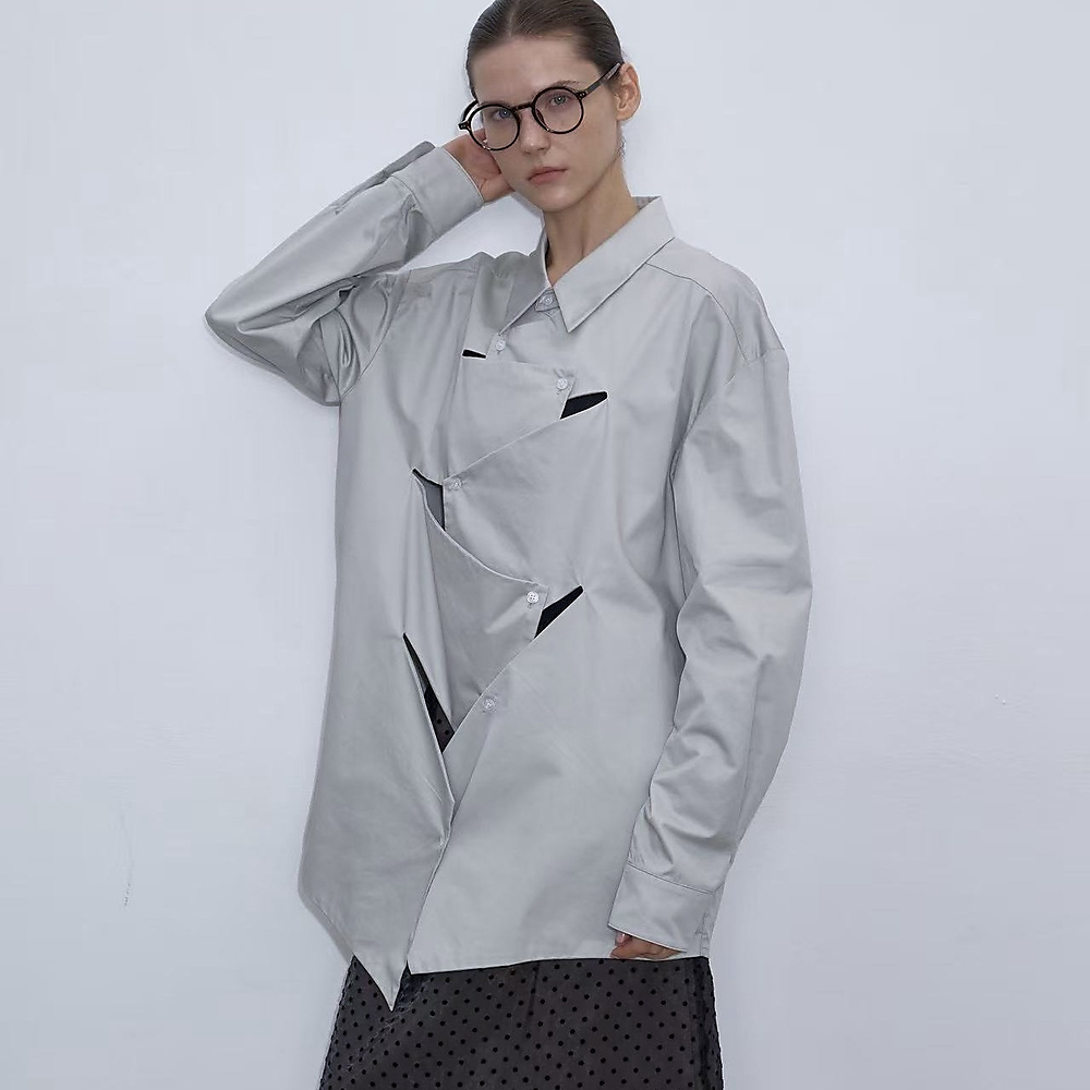 Offset Panel Shirt Grey