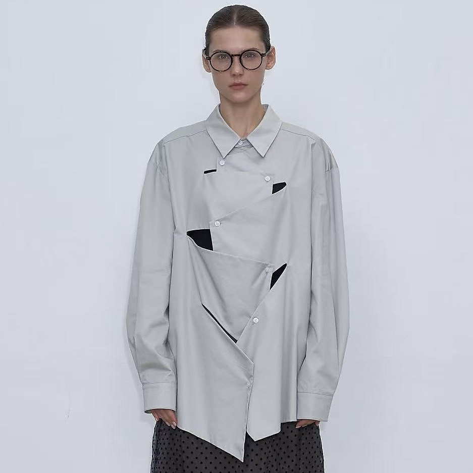 Offset Panel Shirt Grey