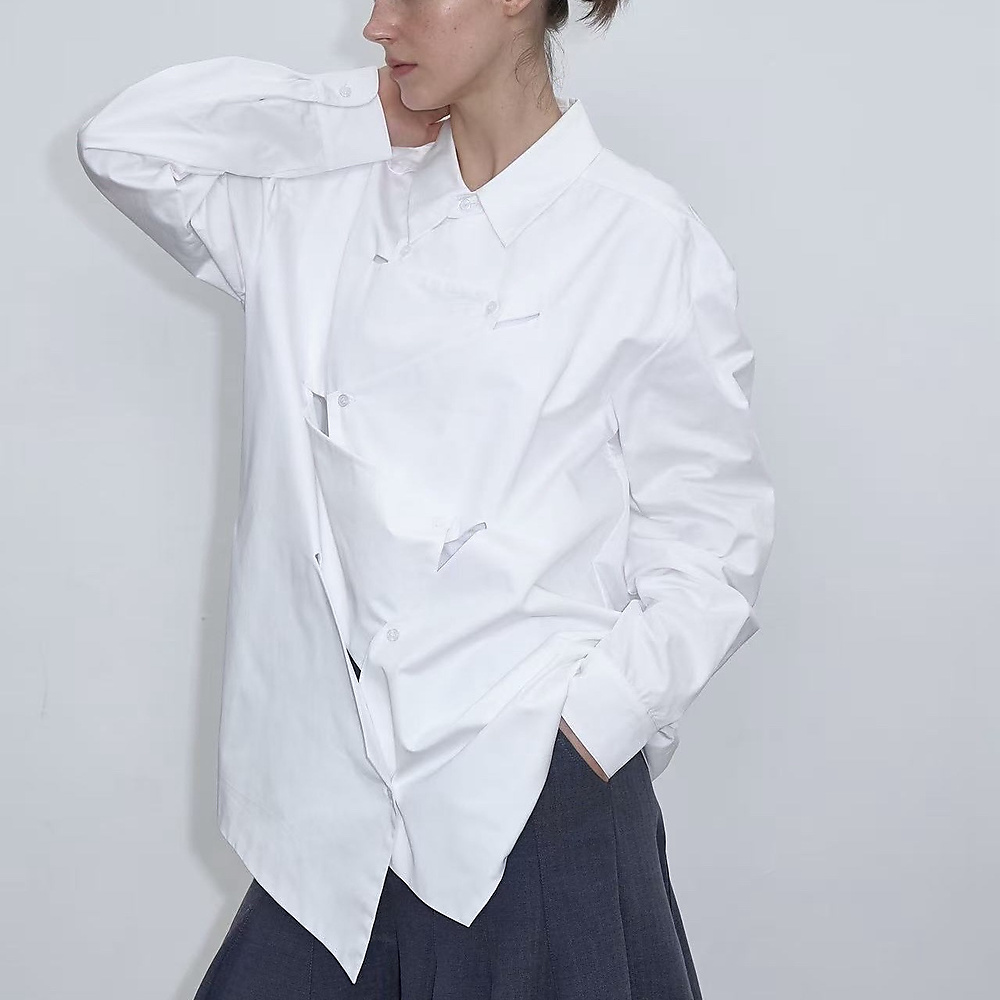 Offset Panel Shirt White