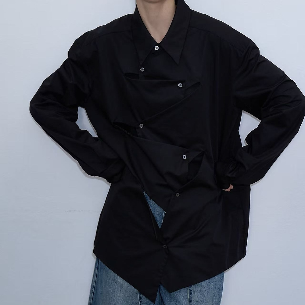 Offset Panel Shirt Black