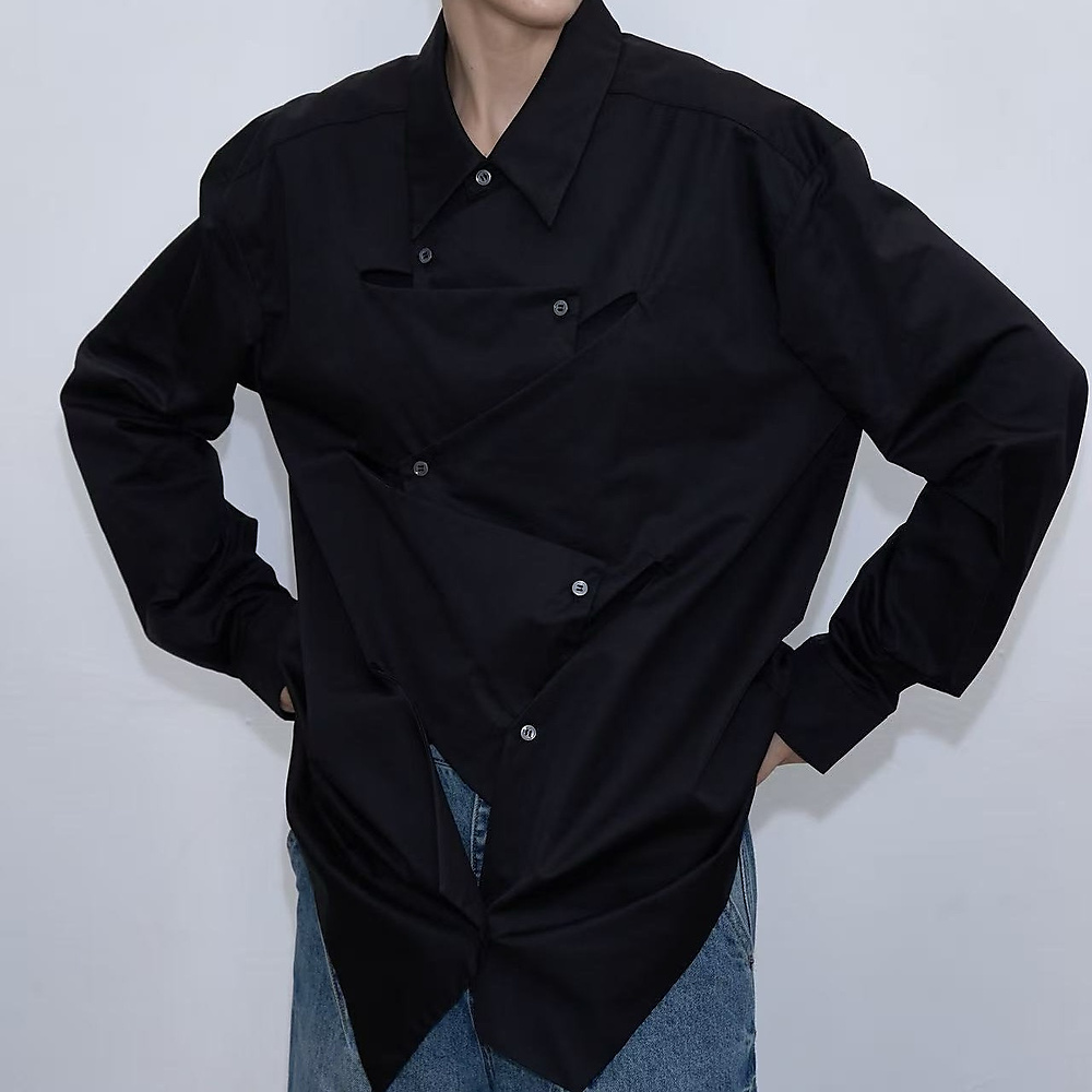 Offset Panel Shirt Black