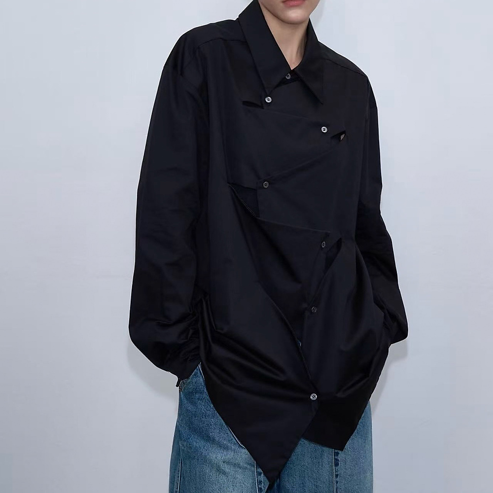 Offset Panel Shirt Black