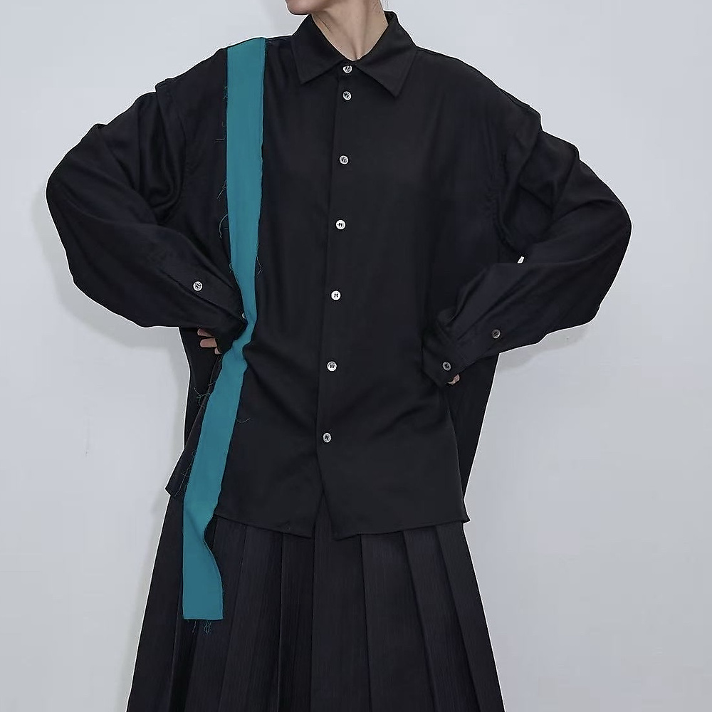 Contrast Strap Shirt Black