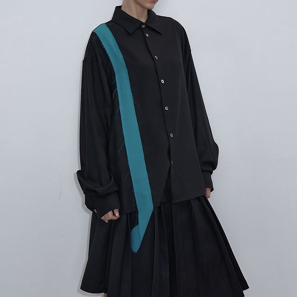 Contrast Strap Shirt Black