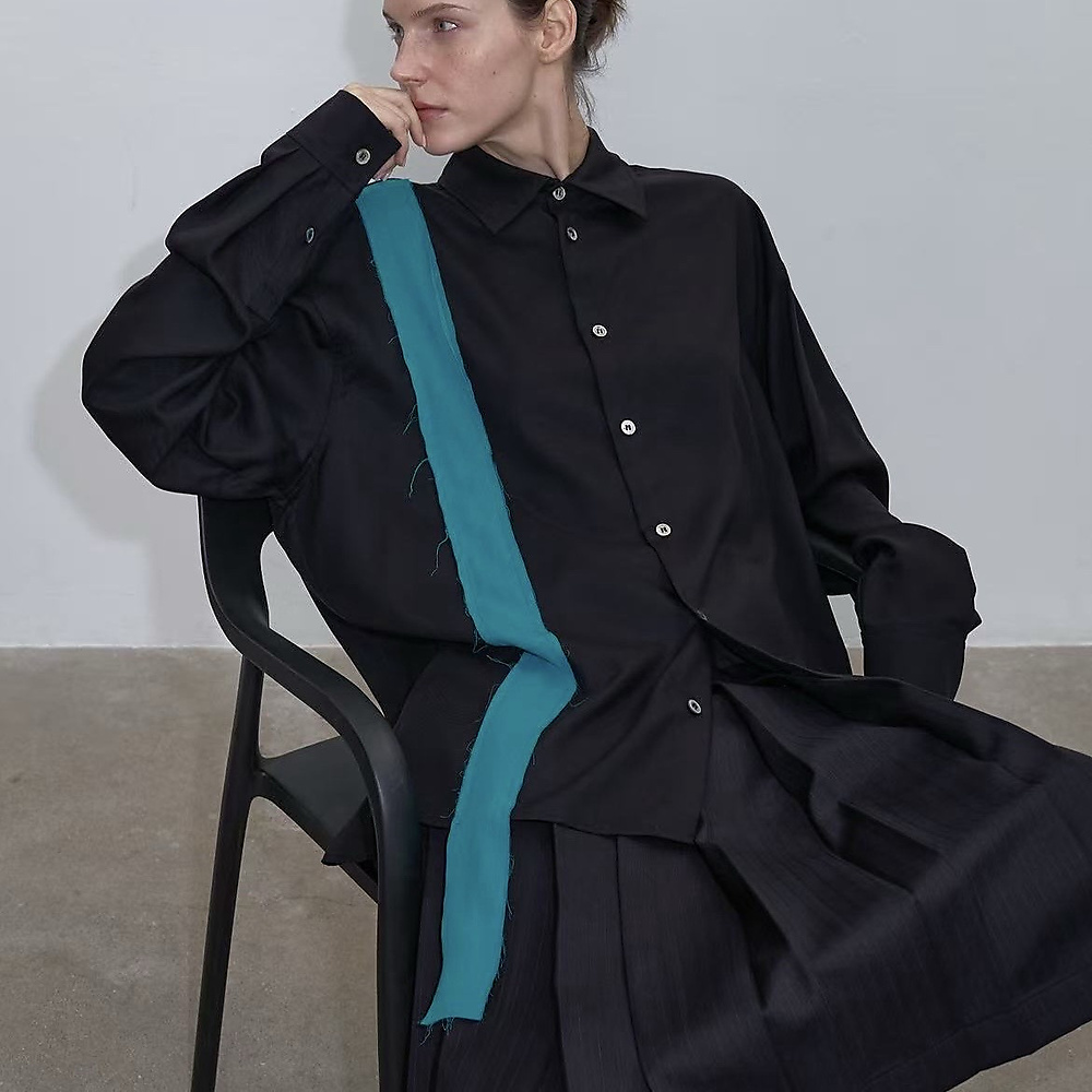 Contrast Strap Shirt Black