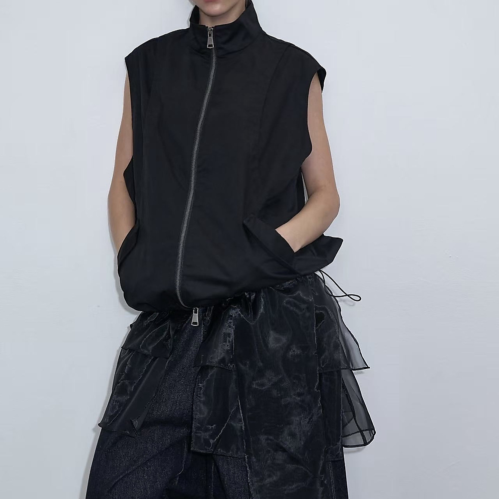 Sheer Layer Vest Black