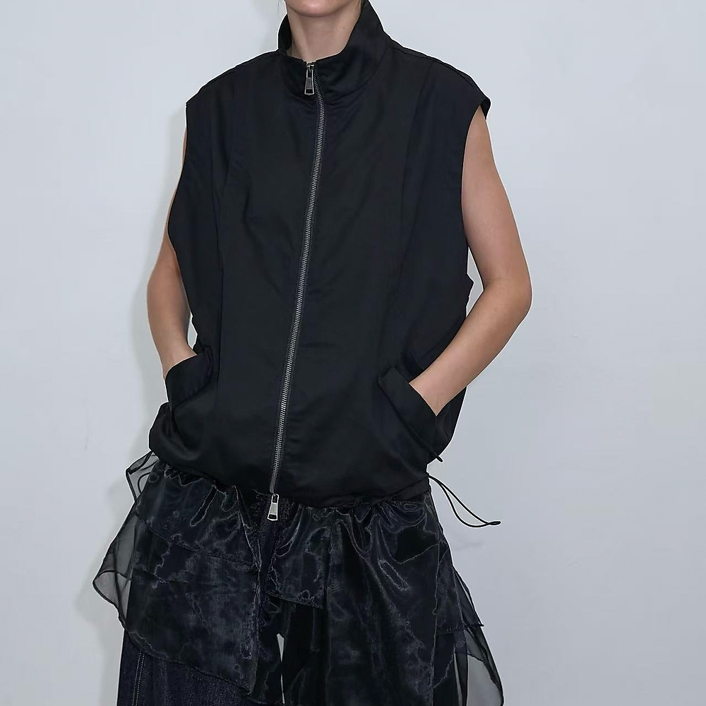 Sheer Layer Vest Black