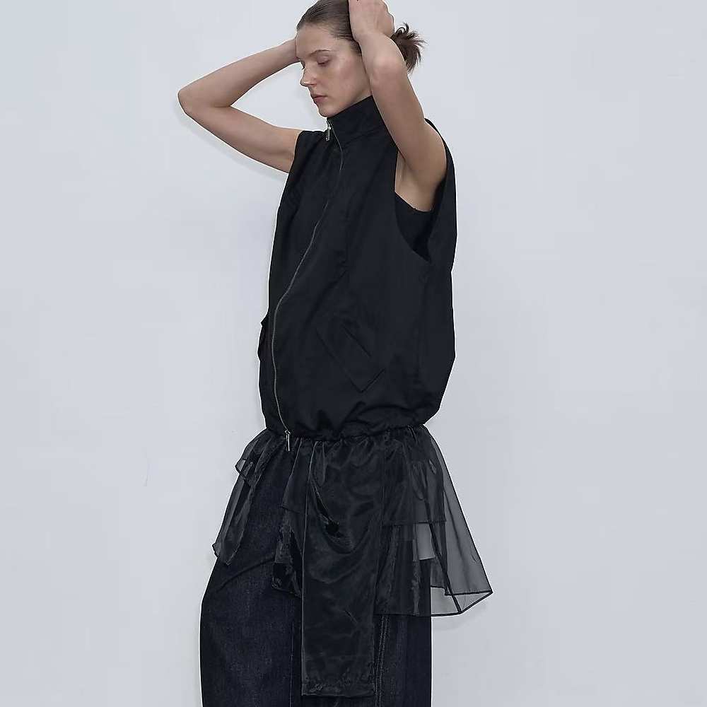 Sheer Layer Vest Black
