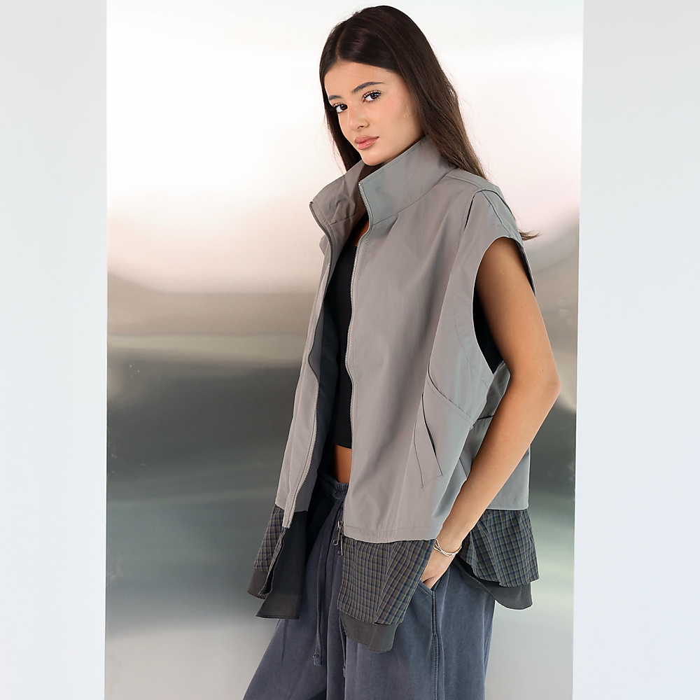 Plaid Vest Gray