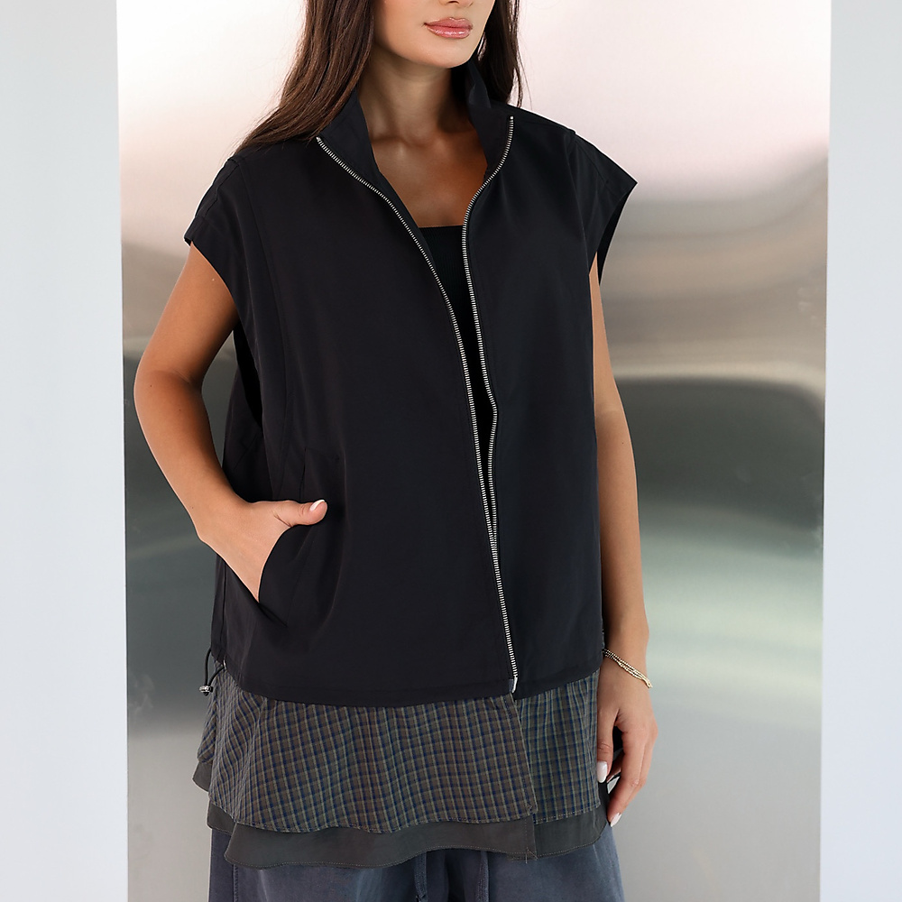 Plaid Vest Black