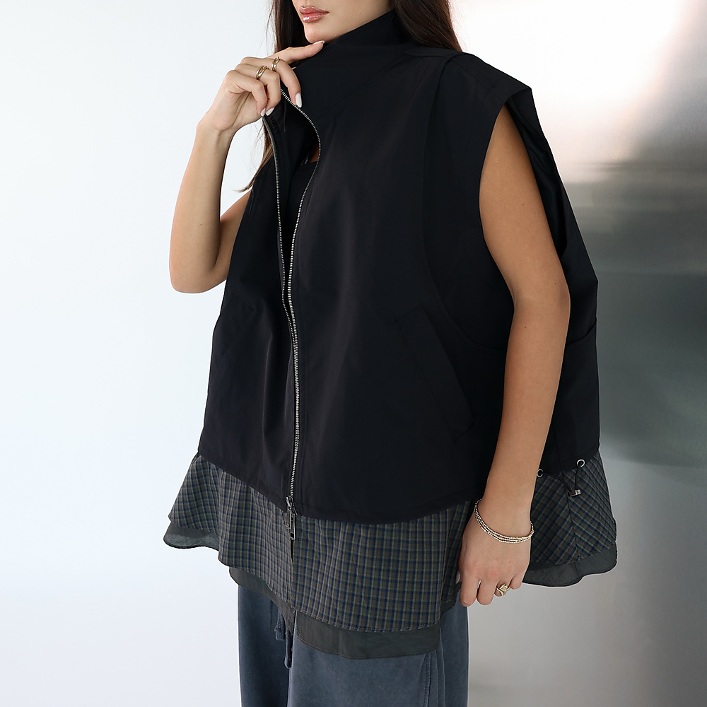 Plaid Vest Black