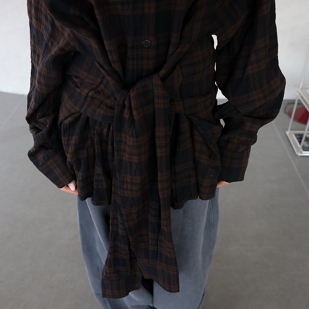 Twofold Plaid Shirt Brown